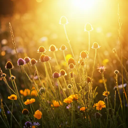 Fleurs des champs au coucher du soleil — préparer une cérémonie