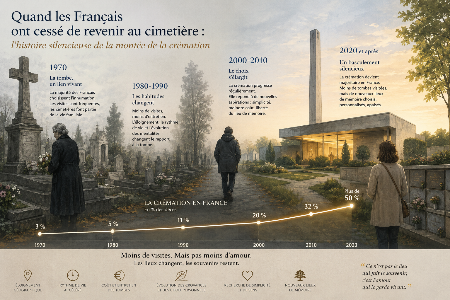 Quand les Français ont cessé de revenir au cimetière : l'histoire silencieuse de la montée de la crémation