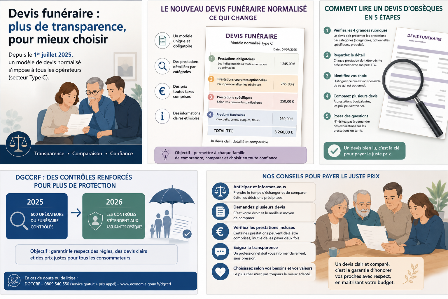 Illustration : lire un devis de pompes funèbres et comprendre le prix des obsèques