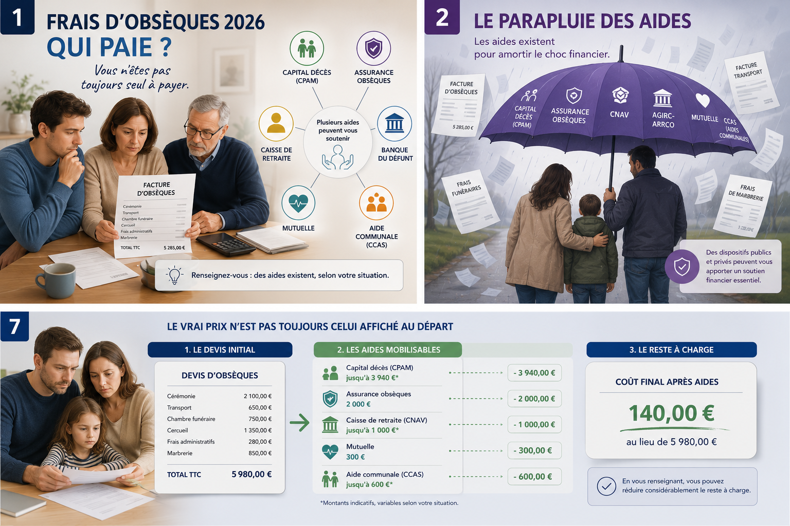 Illustration : financer des obsèques en 2026, aides et prélèvement des frais funéraires
