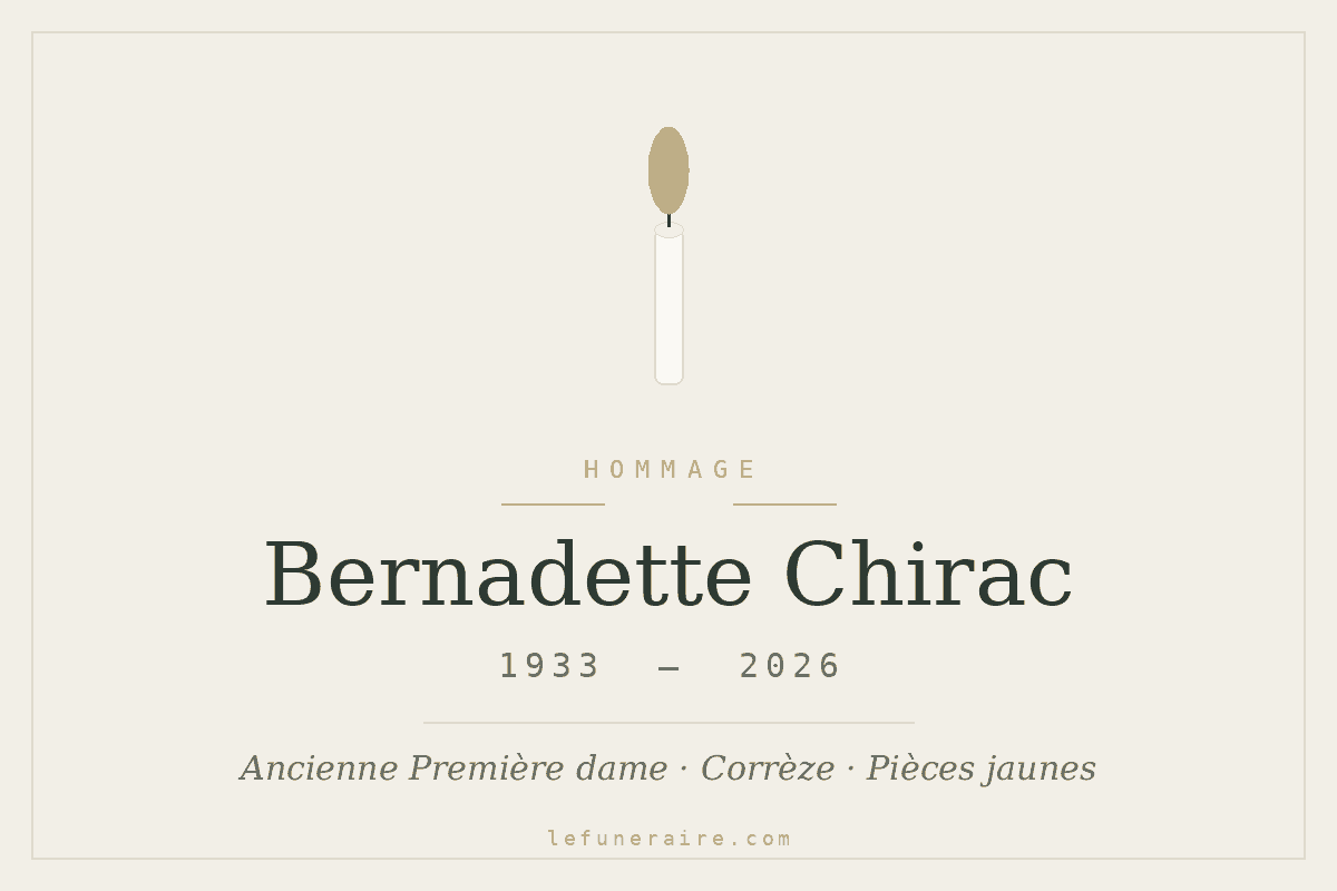 Illustration d'hommage à Bernadette Chirac, ancienne Première dame de France (1933-2026) — bougie du souvenir