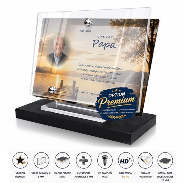 Plaque hommage à papa personnalisée — variante de mise en page