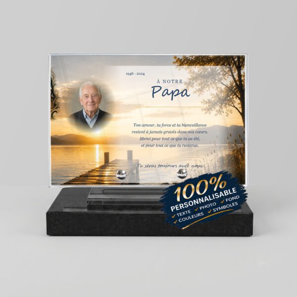 Aperçu en direct de la plaque hommage papa avant fabrication