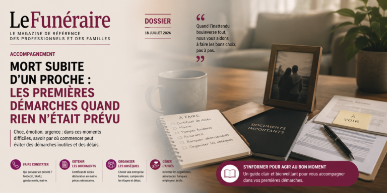Illustration évoquant la mort subite et les premières démarches funéraires quand rien n'a été anticipé