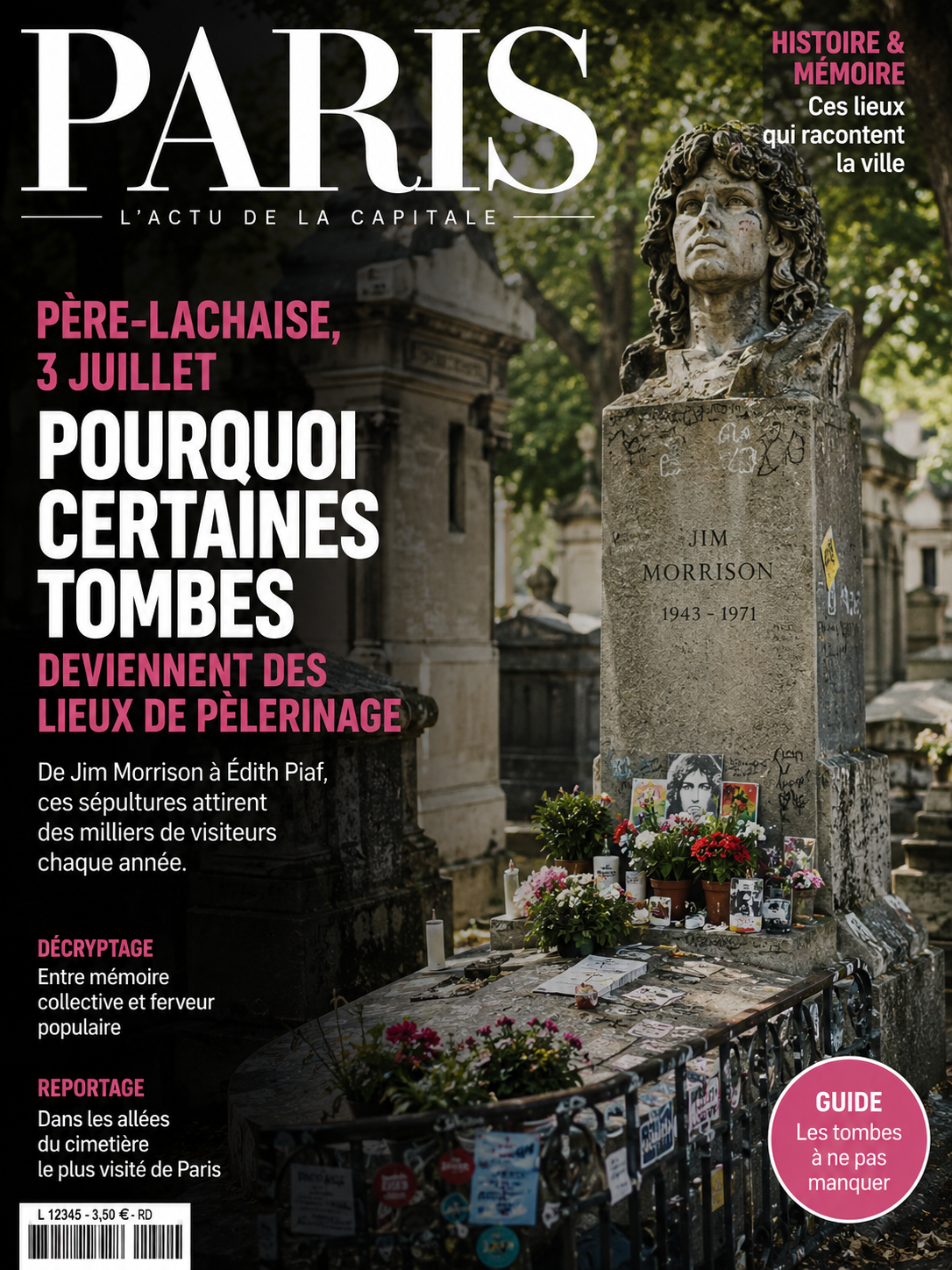 Allée du cimetière du Père-Lachaise à Paris, lieu de sépulture de Jim Morrison