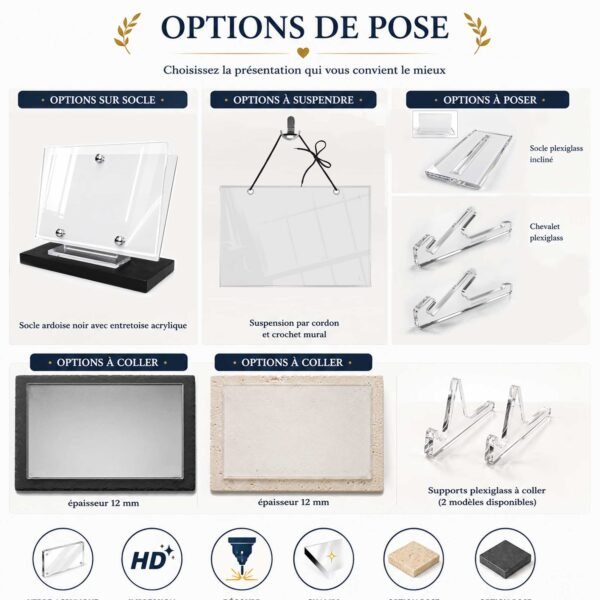 Modes de pose de la plaque hommage papa : à poser, à coller, à suspendre, à planter