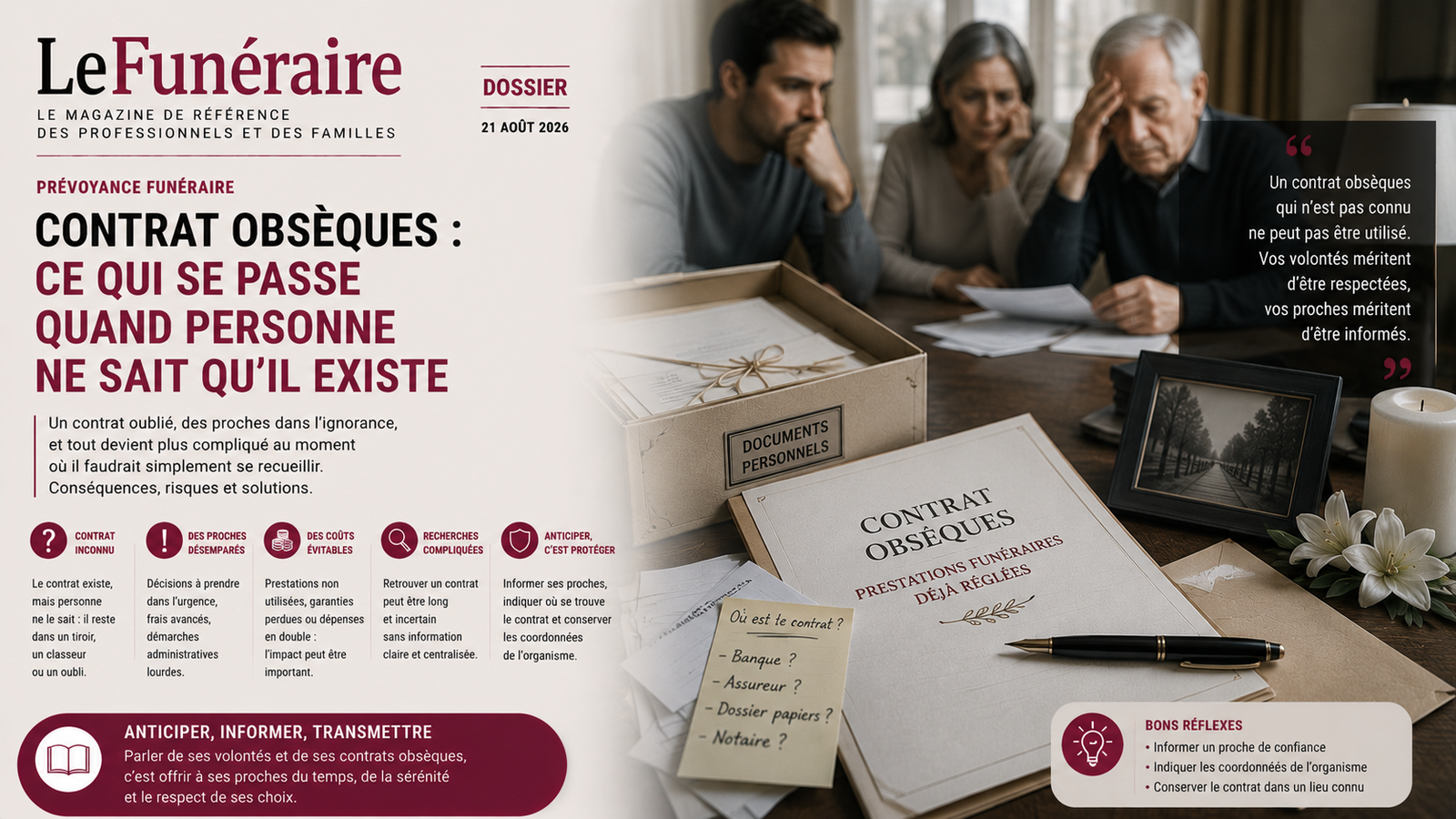 Illustration évoquant la recherche d'un contrat obsèques souscrit par un défunt