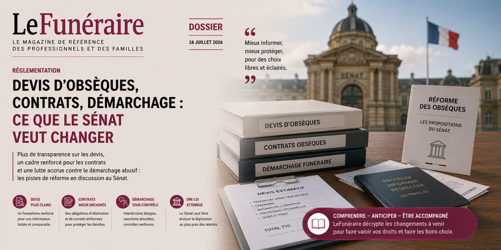 Illustration : le projet de loi de simplification adopté au Sénat et les devis d'obsèques transmis au préfet