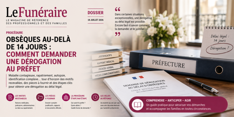 Illustration de la dérogation préfectorale au délai légal de 14 jours pour inhumer ou incinérer un défunt