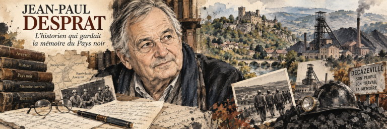 Illustration : un château sur un coteau boisé dominant la vallée du Lot, en hommage à l'historien Jean-Paul Desprat