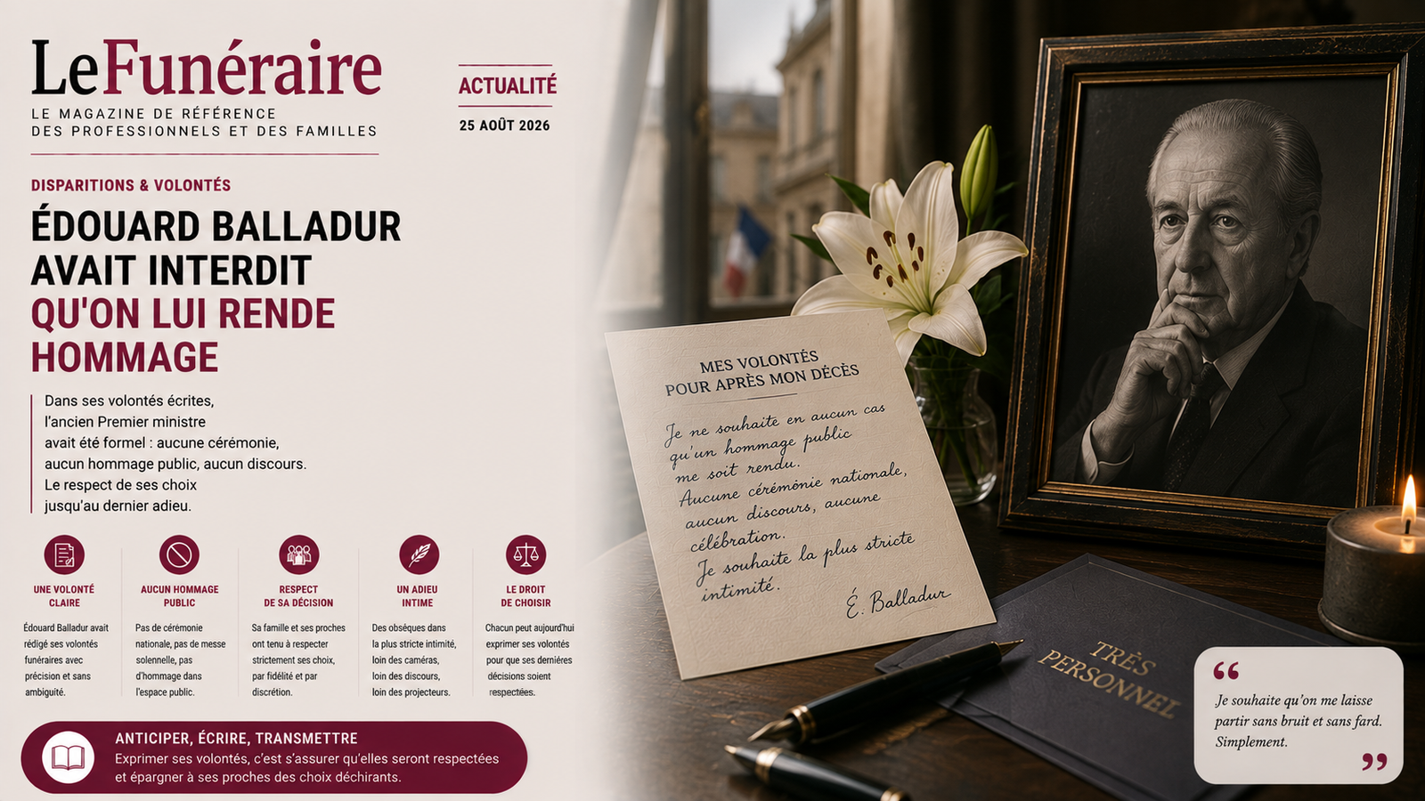 Illustration accompagnant l'hommage à Édouard Balladur, ancien Premier ministre mort le 31 août 2026