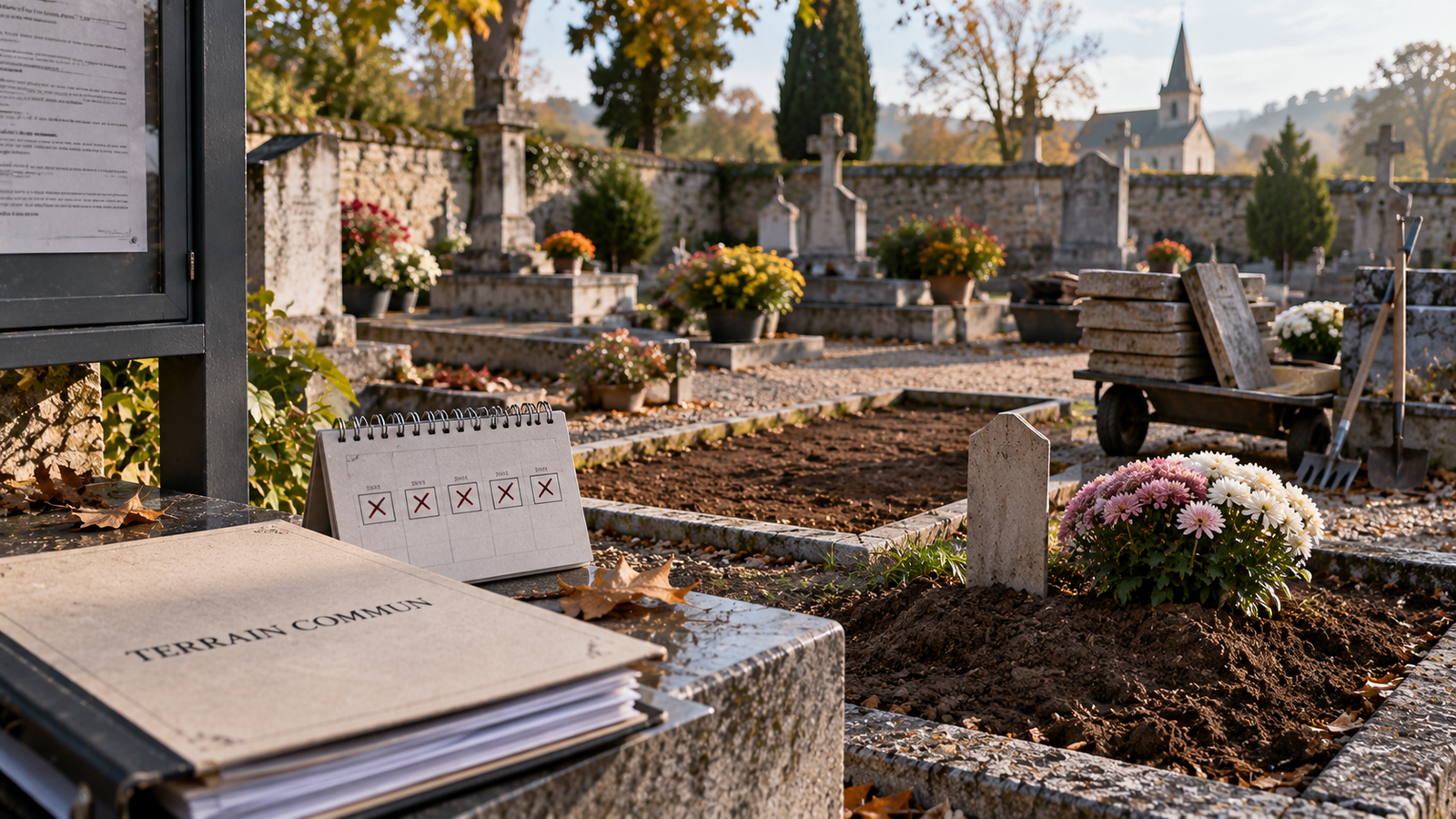 Illustration sobre sur la reprise des sepultures en terrain commun
