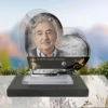 Plaque funéraire cœur chrétien posée sur socle ardoise du Brésil, fixation inox, 1er sous-décor