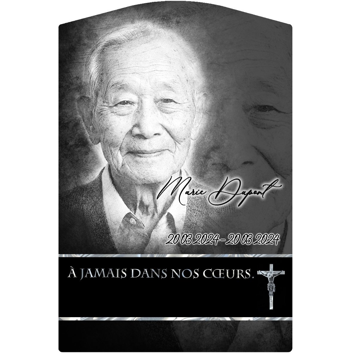 Plaque Stèle Chrétien effet Crayon, ambiance complète portrait + fond