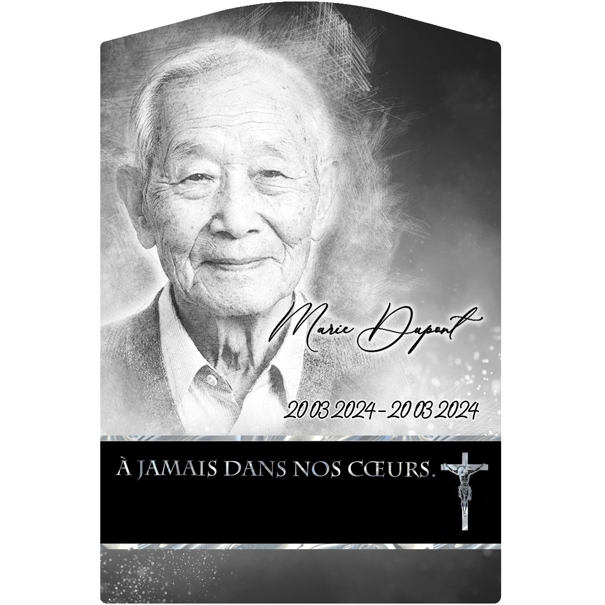 Plaque Stèle Chrétien effet Pastel, ambiance complète portrait + fond
