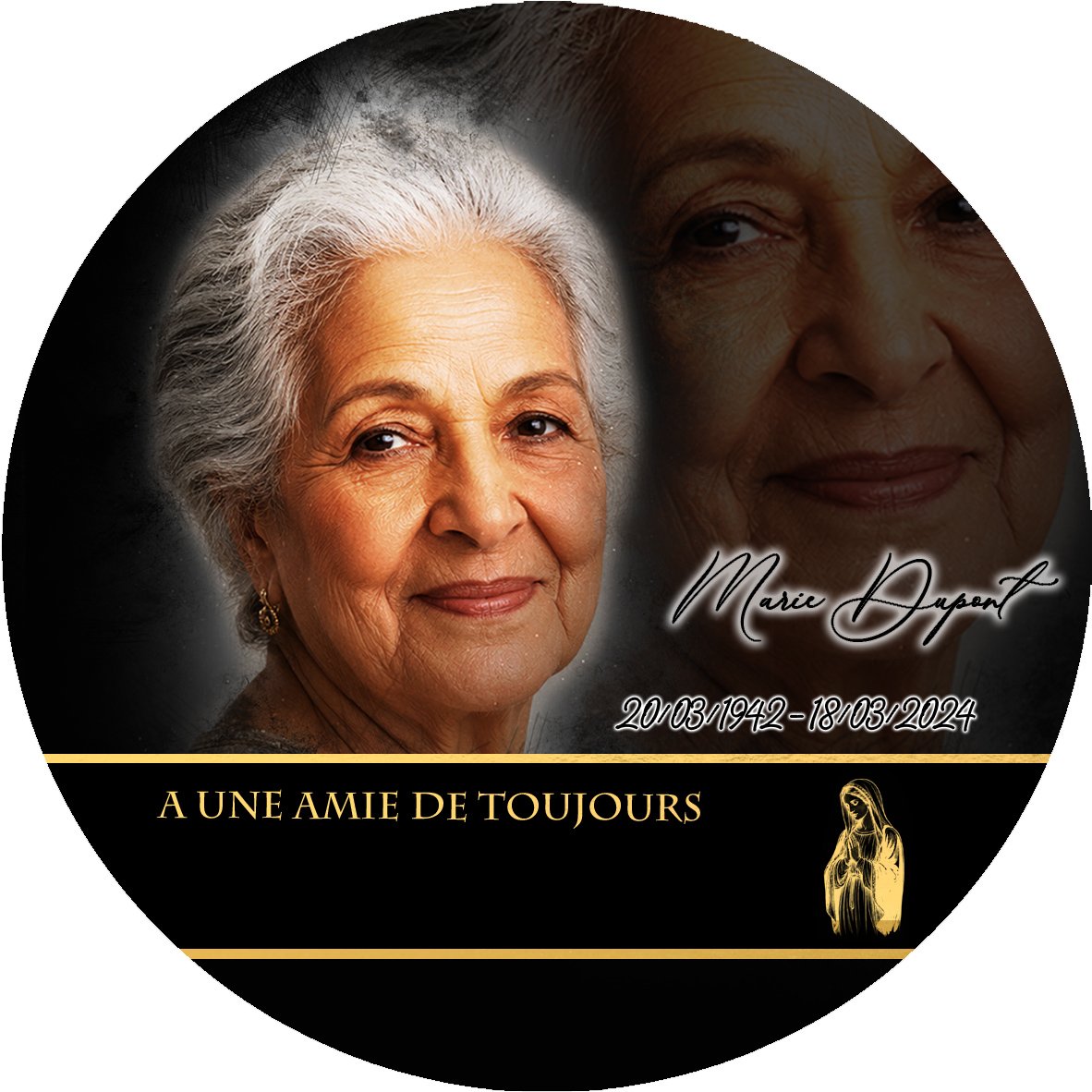Plaque Circulaire Chrétien effet Crayon, ambiance complète portrait + fond
