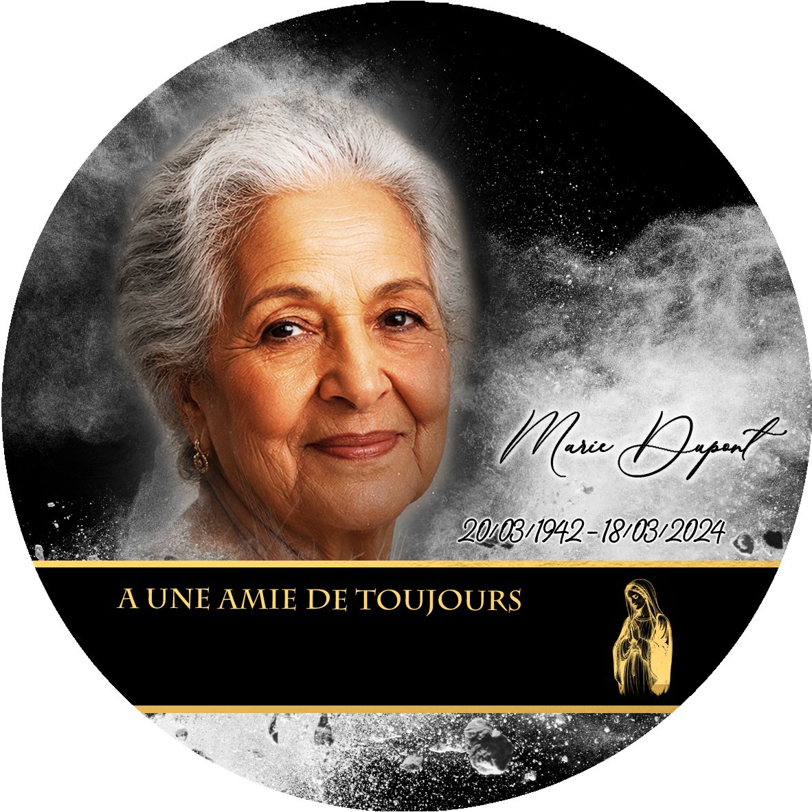 Plaque Circulaire Chrétien effet Éclat, ambiance complète portrait + fond