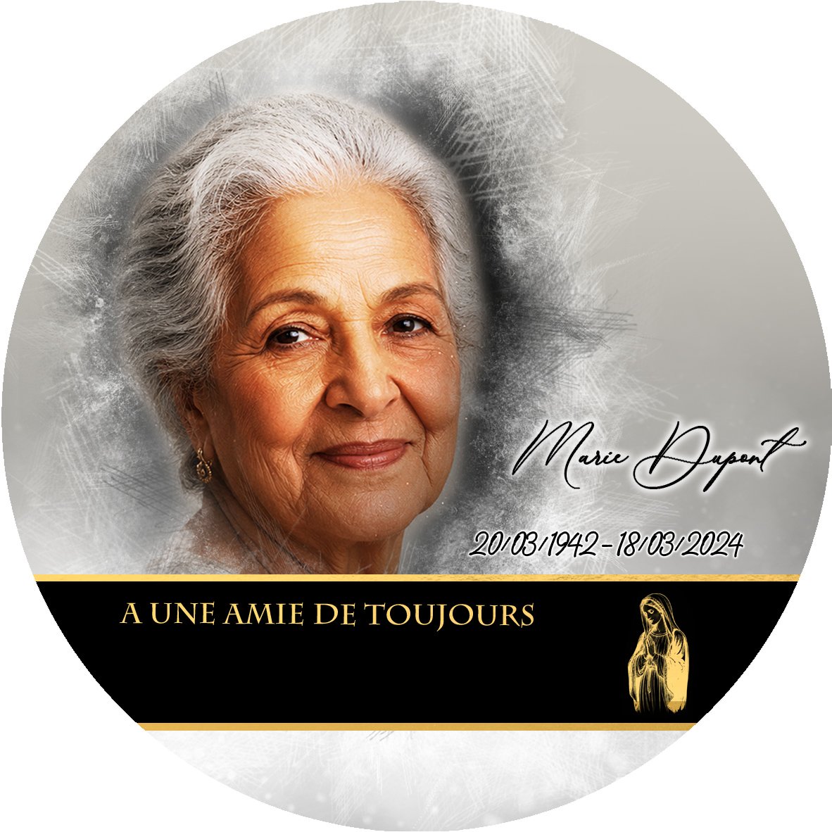 Plaque Circulaire Chrétien effet Pastel, ambiance complète portrait + fond