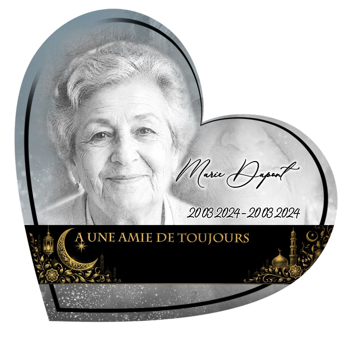 Plaque Cœur Musulman effet Pastel, ambiance complète portrait + fond