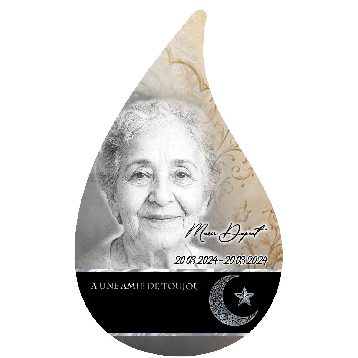 Plaque Flamme Musulman effet Crayon, ambiance complète portrait + fond