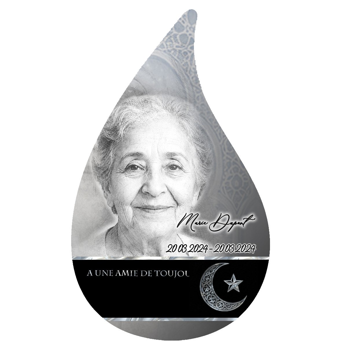 Plaque Flamme Musulman effet Éclat, ambiance complète portrait + fond