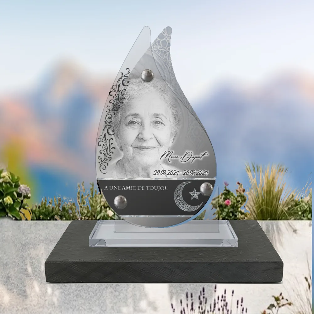 Plaque Flamme Musulman à poser sur socle ardoise du Brésil