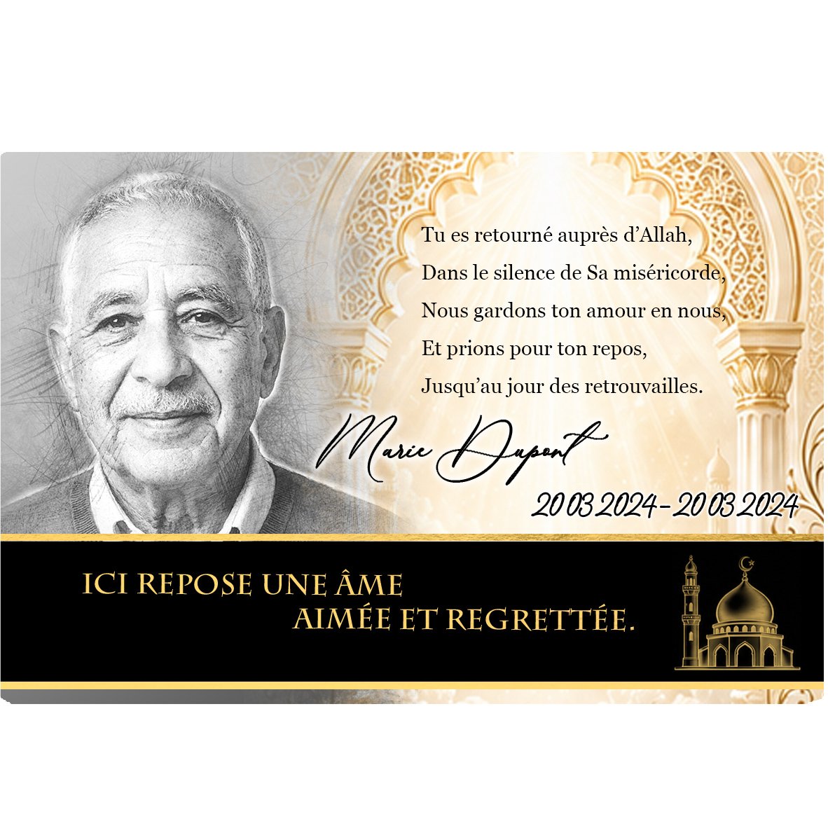 Plaque Panoramique Musulman effet Crayon, ambiance complète portrait + fond