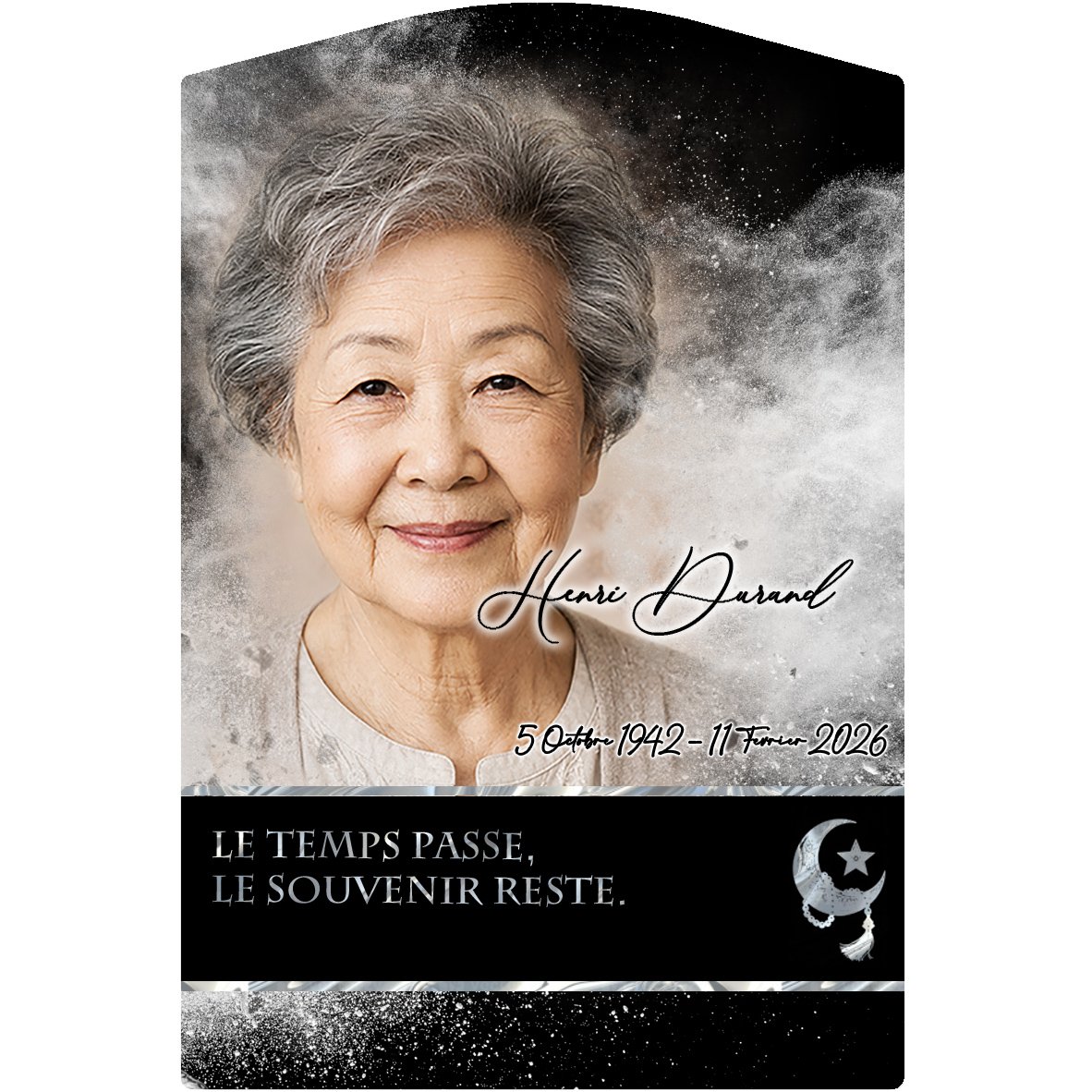 Plaque Stèle Musulman effet Éclat, ambiance complète portrait + fond