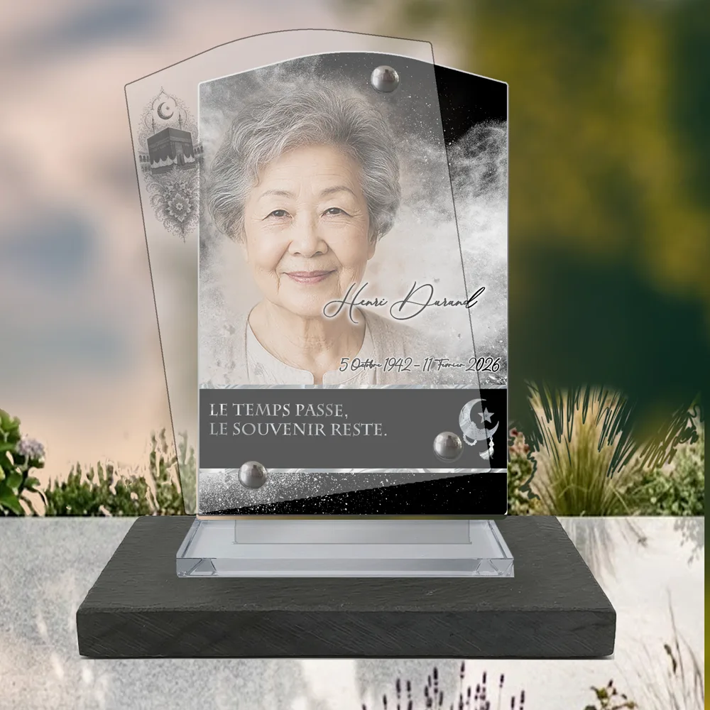 Plaque Stèle Musulman à poser sur socle ardoise du Brésil