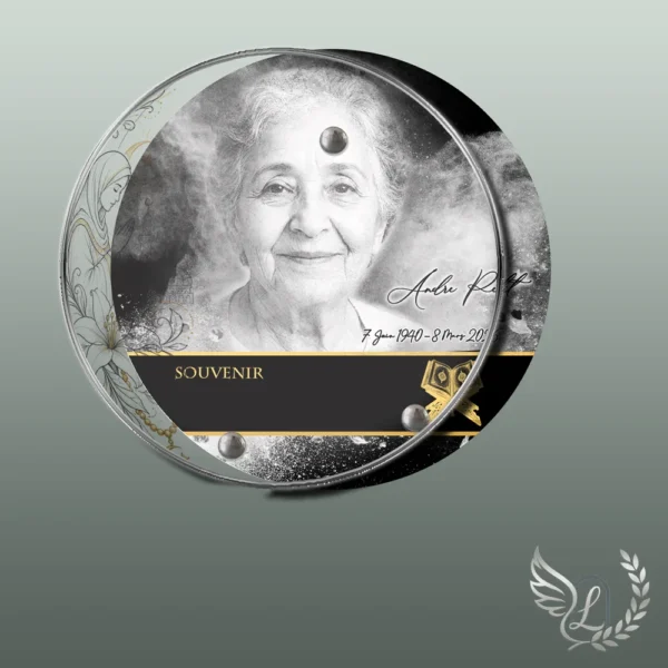 Plaque funéraire médaillon rond musulman collée sur pierre tombale, double-face professionnel inclus, 1er sous-décor du thème