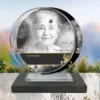 Plaque funéraire médaillon rond musulman posée sur socle ardoise du Brésil, fixation inox, 1er sous-décor