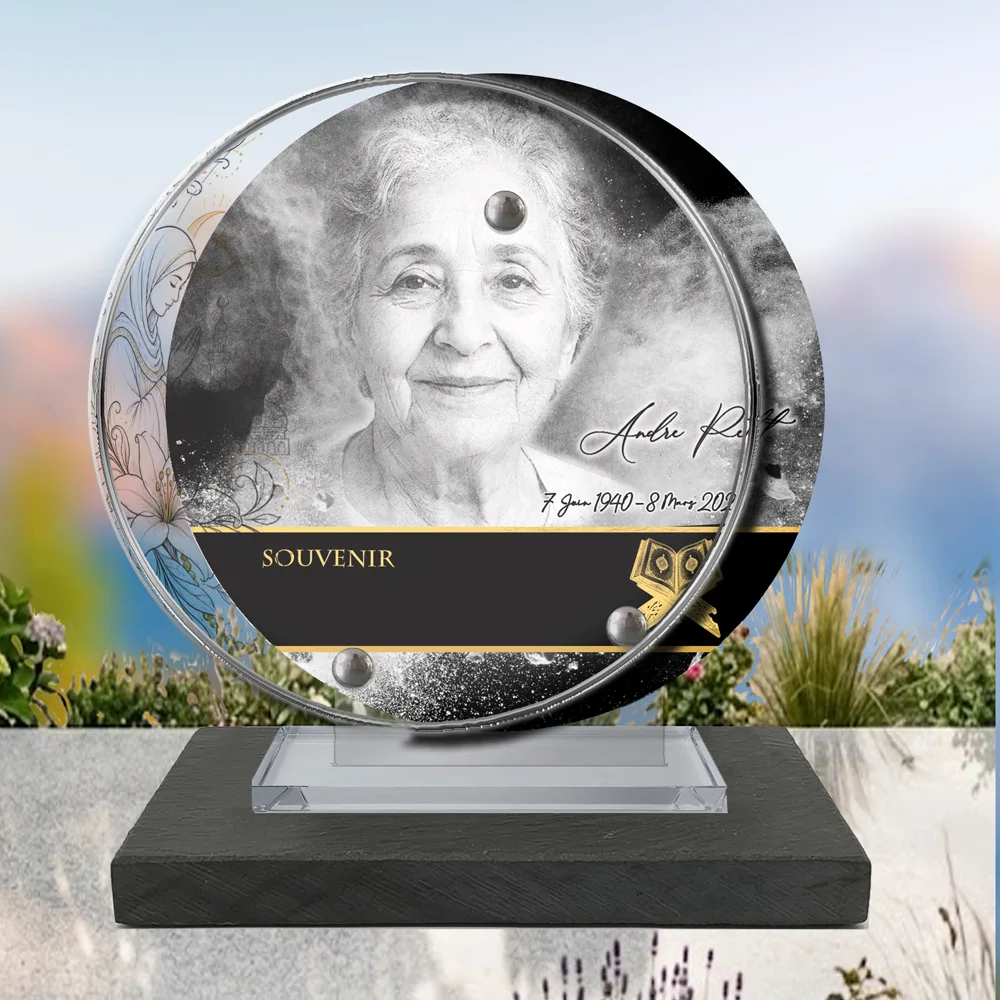 Plaque Circulaire Musulman à poser sur socle ardoise du Brésil