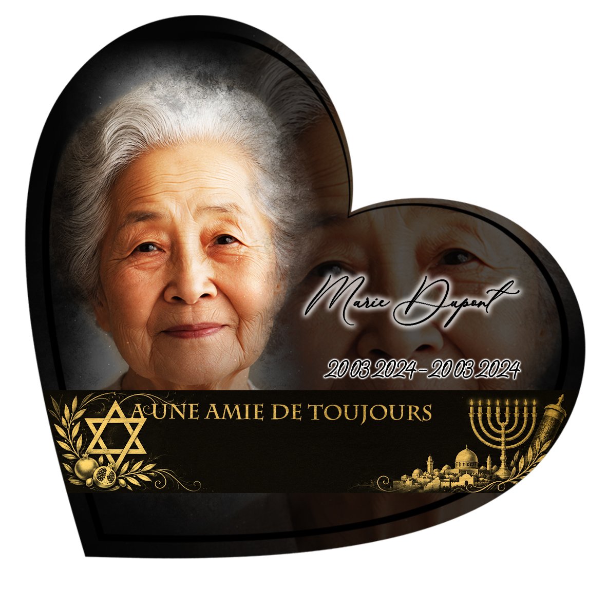 Plaque Cœur Juif effet Crayon, ambiance complète portrait + fond