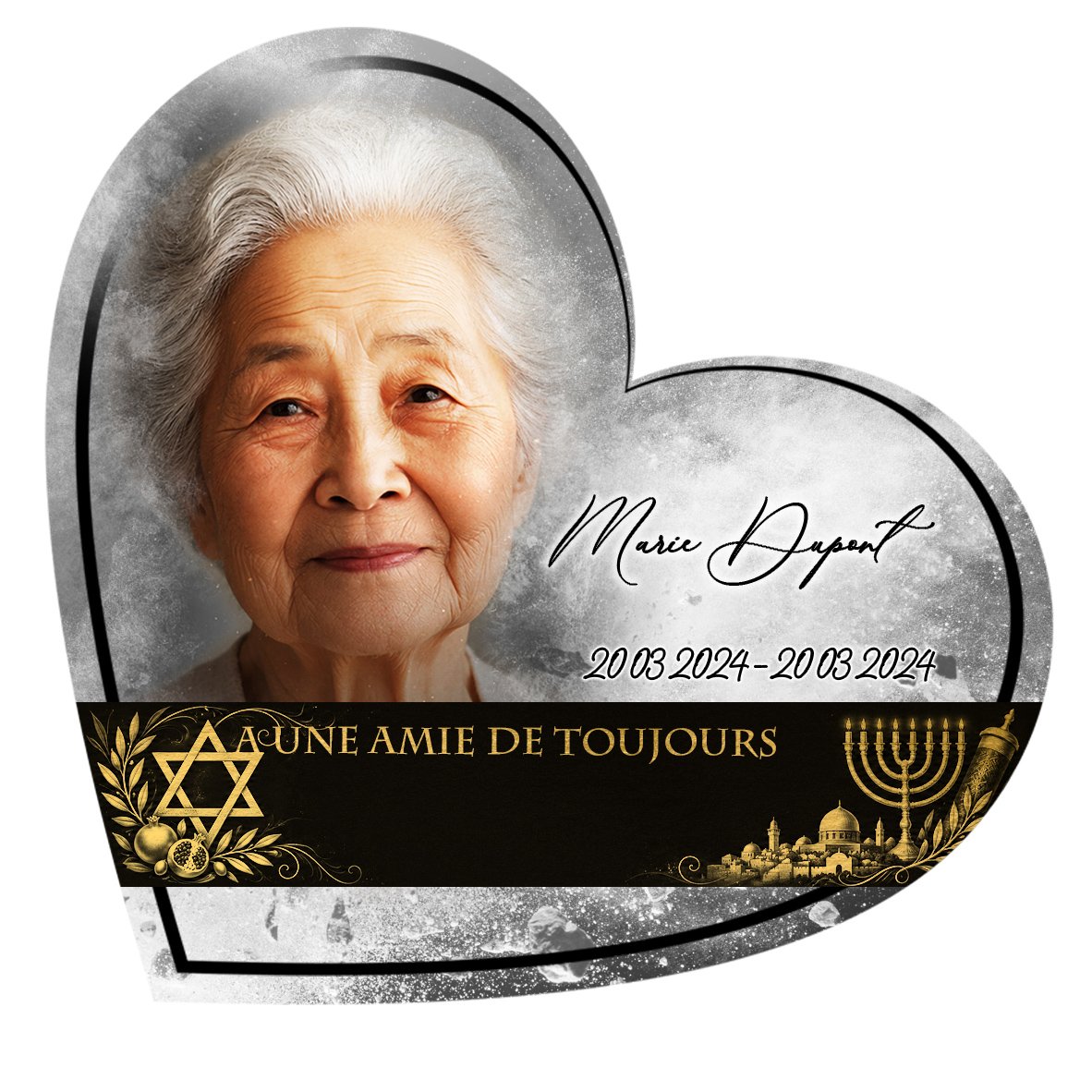 Plaque Cœur Juif effet Éclat, ambiance complète portrait + fond