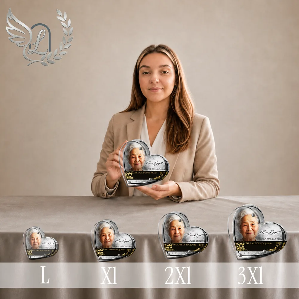 Plaque Cœur Juif — lefuneraire.com Plaque funéraire Juif Cœur personnalisée, toutes tailles alignées