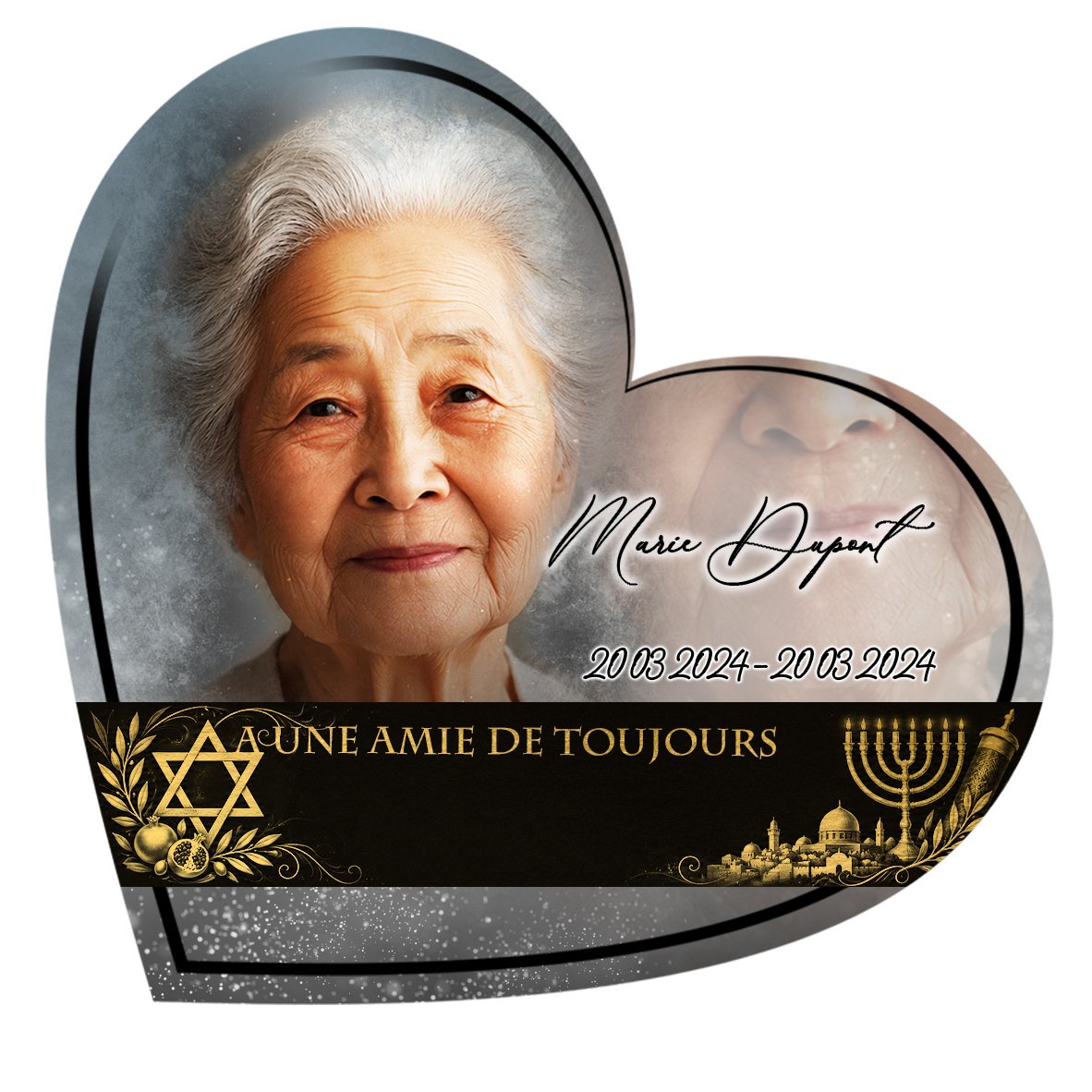 Plaque Cœur Juif effet Pastel, ambiance complète portrait + fond