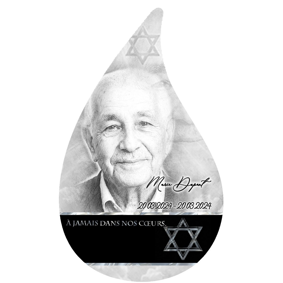 Plaque Flamme Juif effet Pastel, ambiance complète portrait + fond