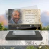 Plaque funéraire panoramique juif posée sur socle ardoise du Brésil, fixation inox, 1er sous-décor