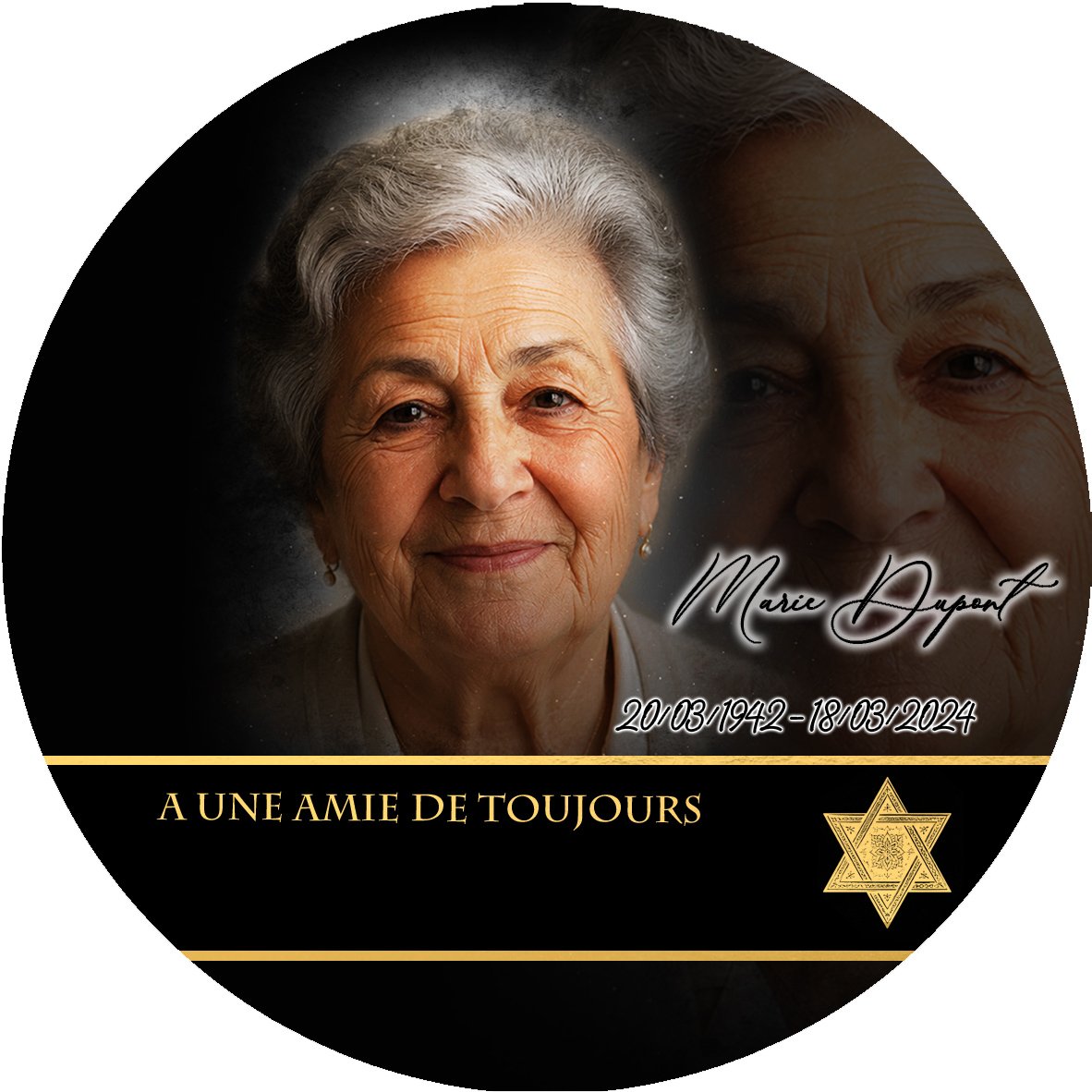 Plaque Circulaire Juif effet Crayon, ambiance complète portrait + fond