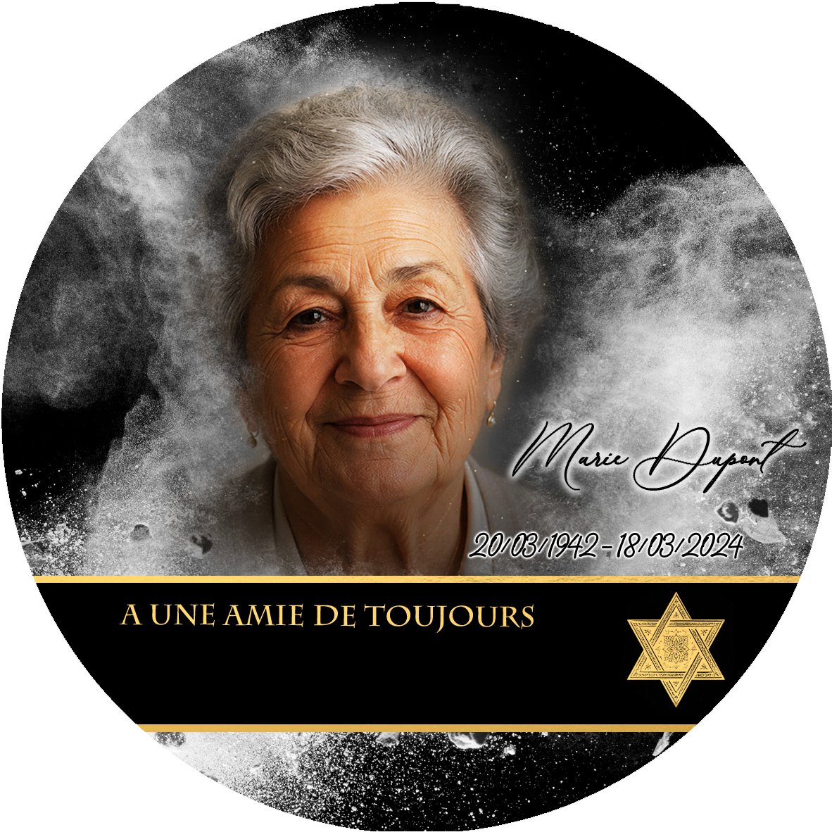 Plaque Circulaire Juif effet Éclat, ambiance complète portrait + fond