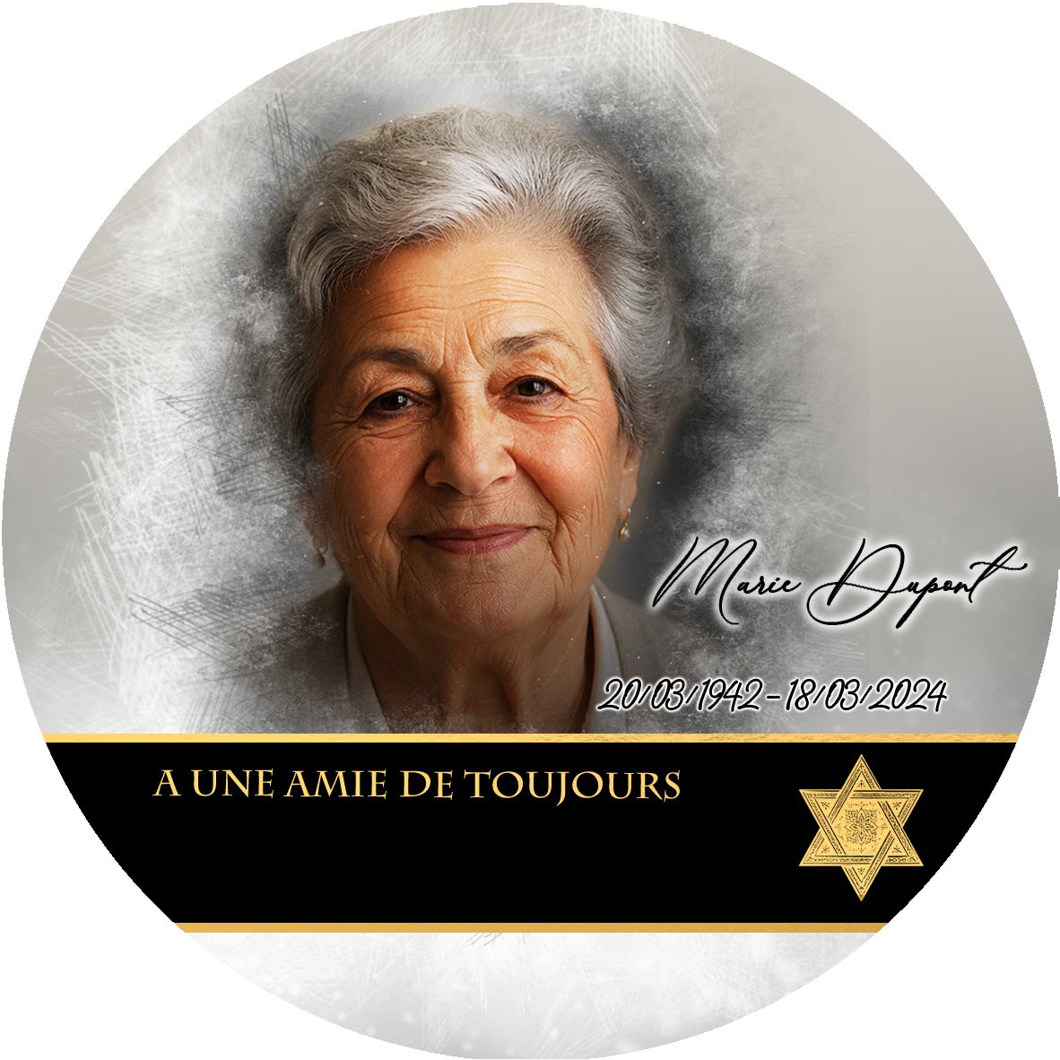 Plaque Circulaire Juif effet Pastel, ambiance complète portrait + fond