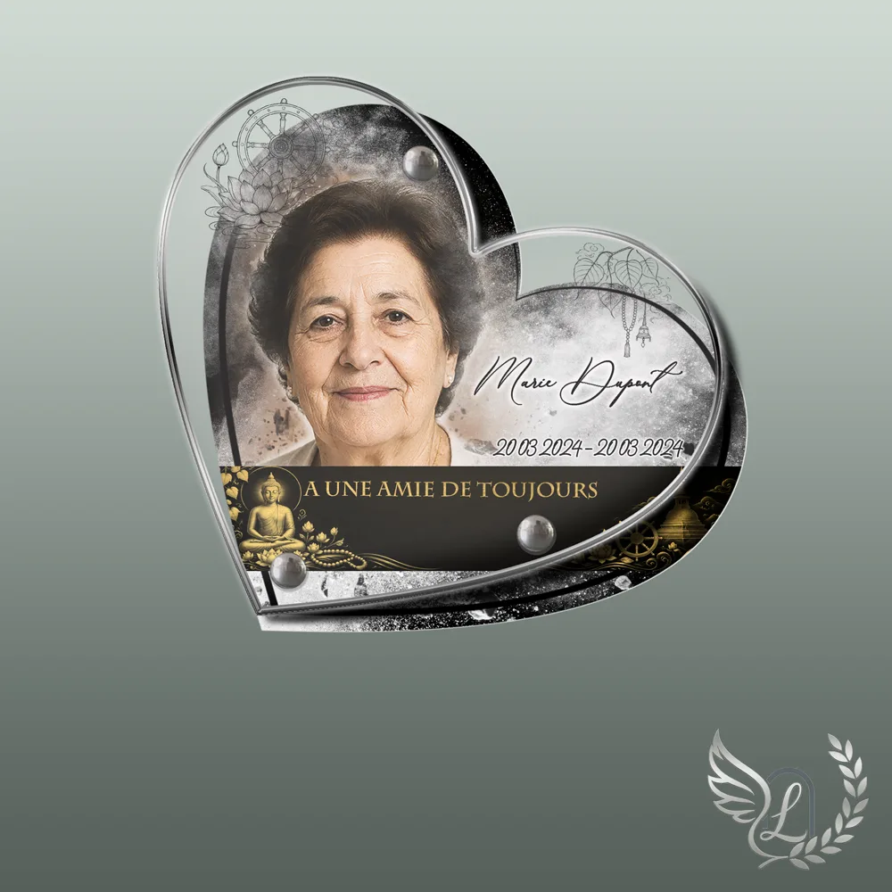 Plaque funéraire Bouddhiste forme Cœur