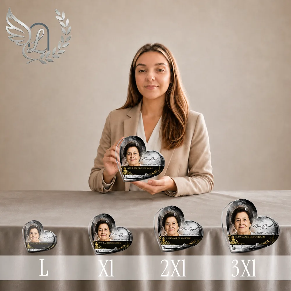 Plaque Cœur Bouddhiste — lefuneraire.com Plaque funéraire Bouddhiste Cœur personnalisée, toutes tailles alignées