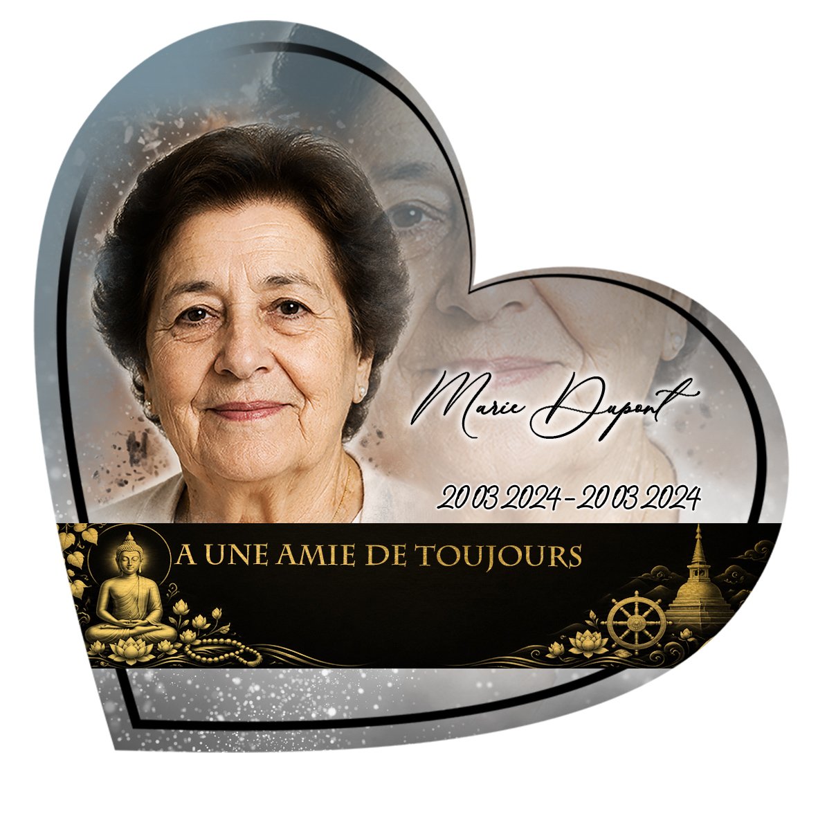 Plaque Cœur Bouddhiste effet Pastel, ambiance complète portrait + fond