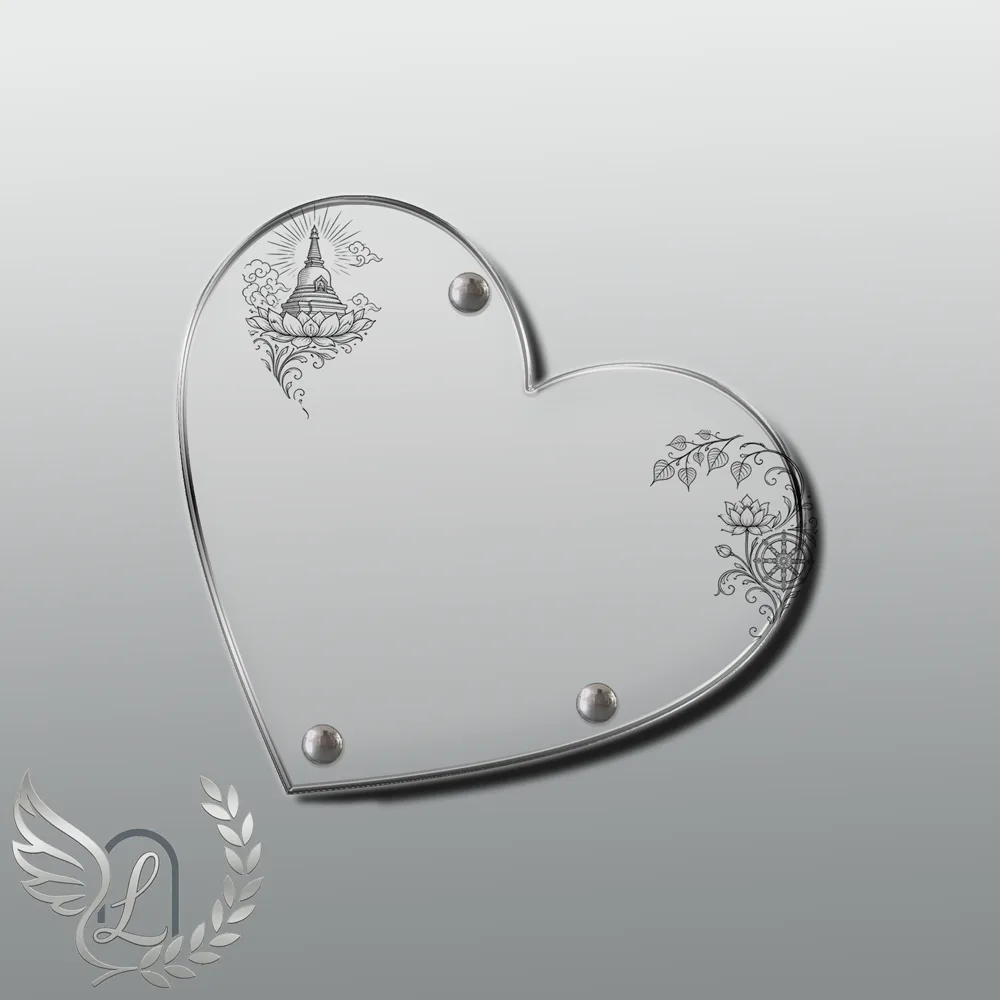 Plaque Cœur Bouddhiste nue motif 02