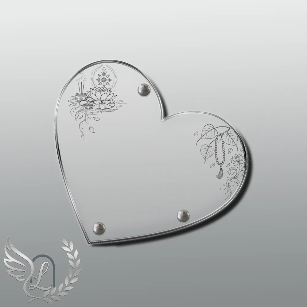 Plaque Cœur Bouddhiste nue motif 03