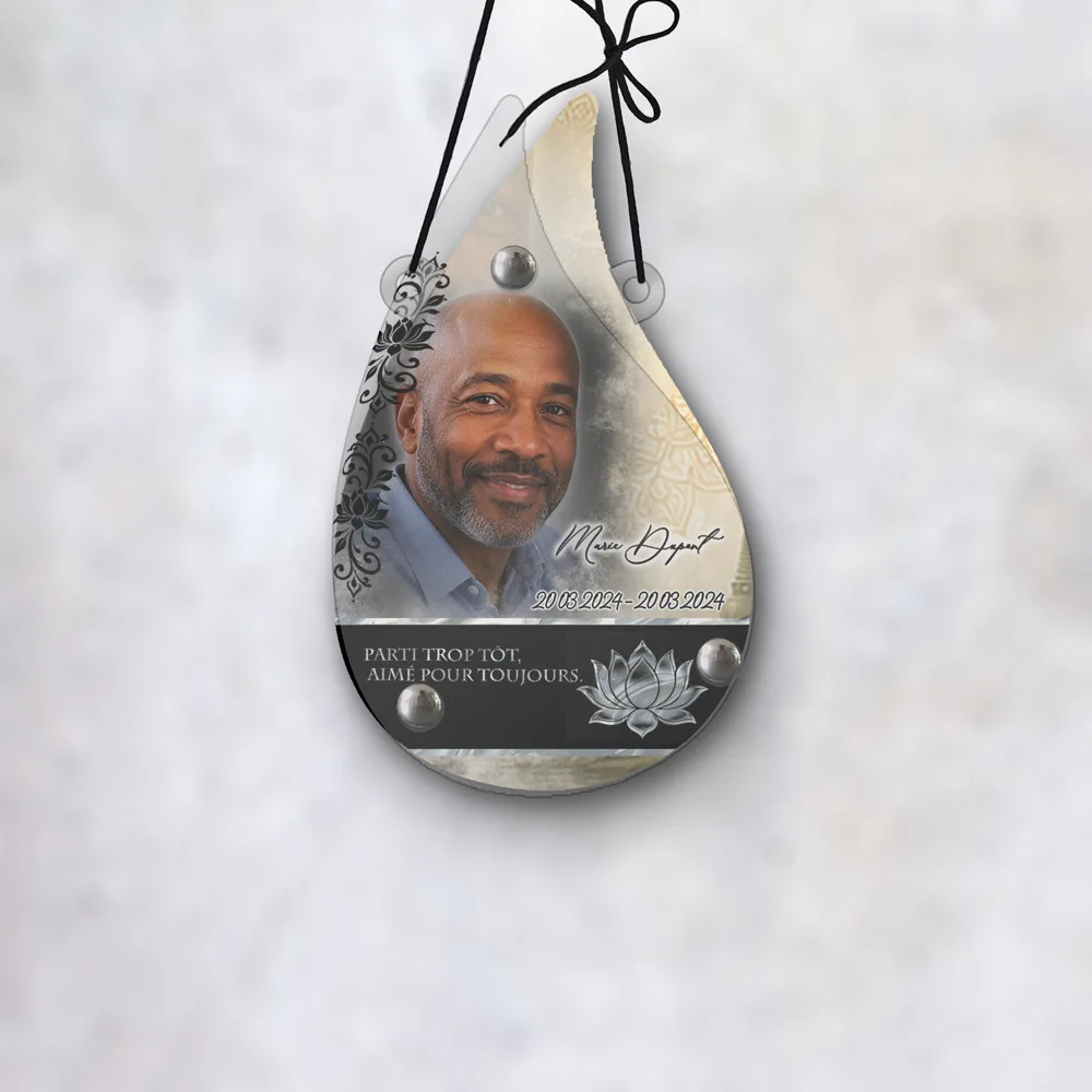 Plaque Flamme Bouddhiste suspendue par cordelette