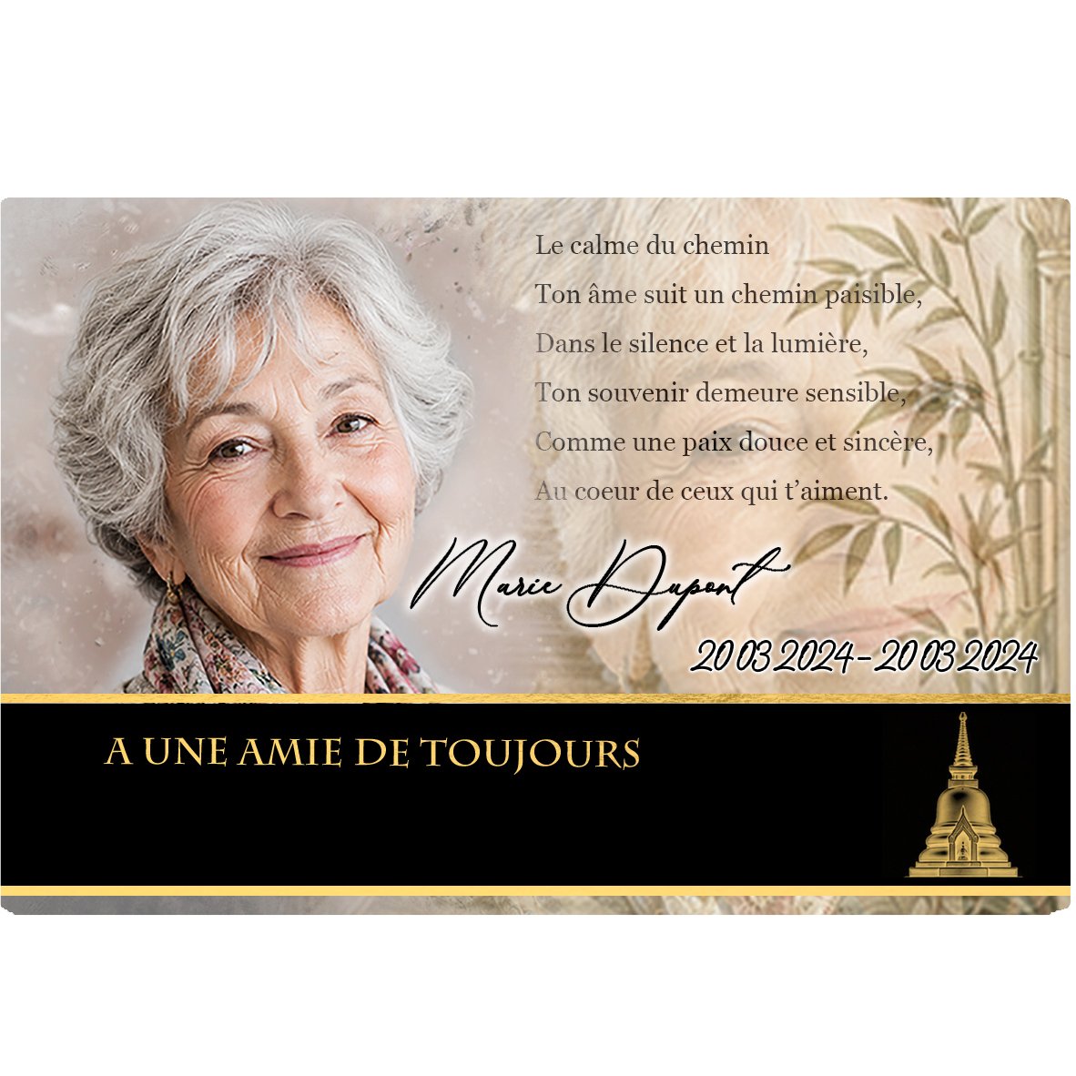 Plaque Panoramique Bouddhiste effet Crayon, ambiance complète portrait + fond