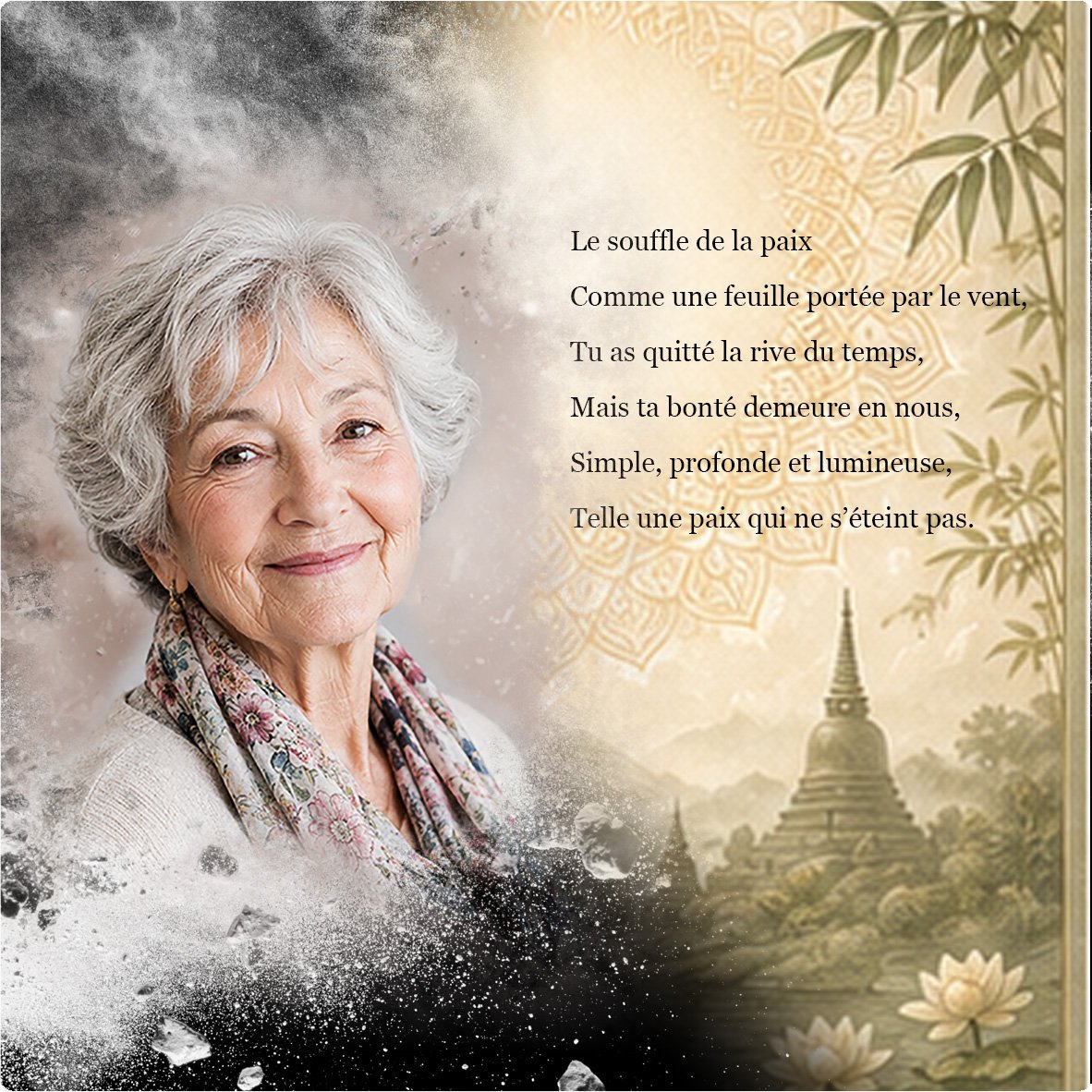 Plaque funéraire Bouddhiste forme Panoramique
