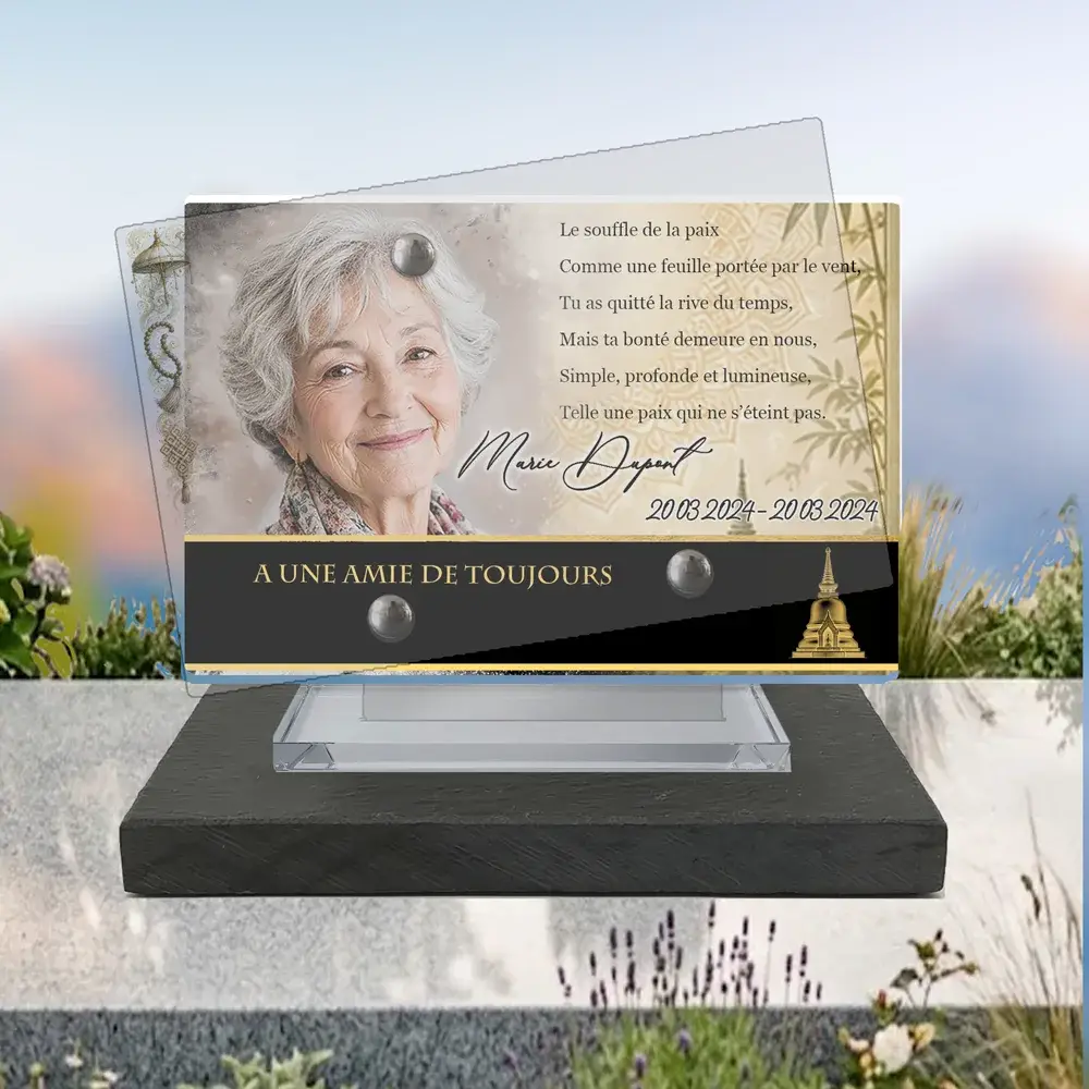 Plaque Panoramique Bouddhiste à poser sur socle ardoise du Brésil